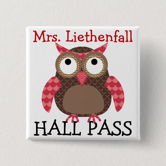 School Hall Pass - SRF Vierkante Button 5,1 Cm (Voorkant)