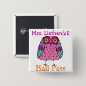School Hall Pass - SRF Vierkante Button 5,1 Cm (Voorkant /achterkant)
