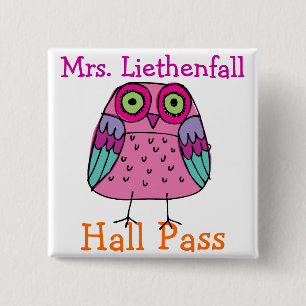 School Hall Pass - SRF Vierkante Button 5,1 Cm