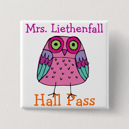 School Hall Pass - SRF Vierkante Button 5,1 Cm (Voorkant)