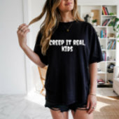 School Halloween humor docent witte typografie T-shirt