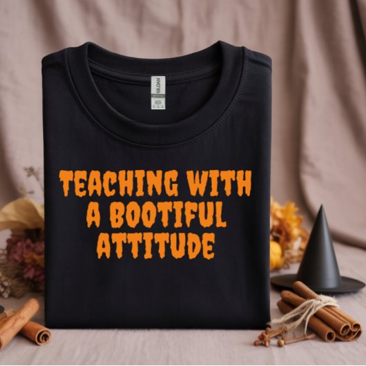 School Halloween Ironische Leraar oranje Typografi T-shirt