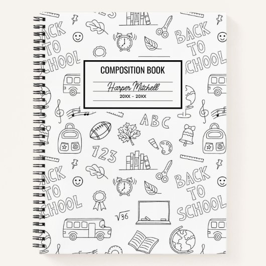 School Icons Custom Composition Notitieboek (Voorkant)