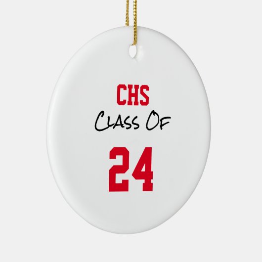 School INITIALEN Senior Class JAAR Afstuderen FOTO Keramisch Ornament (Rechts)