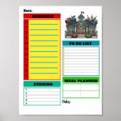 School Instant Download Dagelijkse Planner Poster (Voorkant)