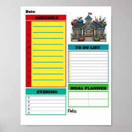 School Instant Download Dagelijkse Planner Poster