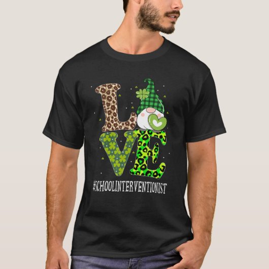 School Interventionist Love St Patricks Day Gnome T-shirt (Voorkant)