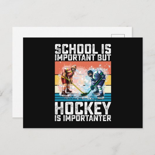 School Is Belangrijk Maar Hockey Is Belangrijker Briefkaart (Voorkant / Achterkant)