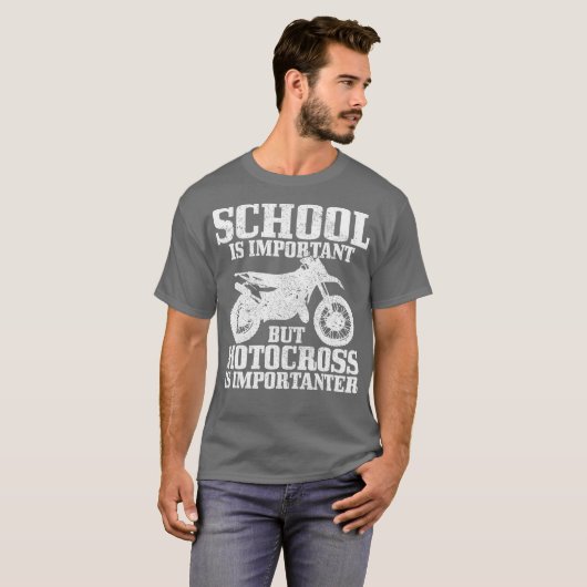 School is belangrijk, maar motocross is belangrijk t-shirt (Voorkant volledig)