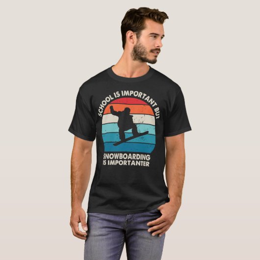 School is belangrijk, maar Snowboarding is belangr T-shirt (Voorkant volledig)