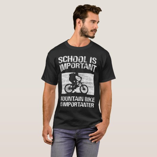 school is belangrijk voor mountainbike t-shirt (Voorkant volledig)