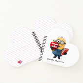 School is Cool | Minion met appel Aangepaste naam Notitieboek (Binnen)