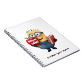School is Cool | Minion met appel Aangepaste naam Notitieboek (Rechterzijde)