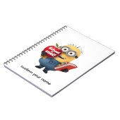 School is Cool | Minion met appel Aangepaste naam Notitieboek (Linkerzijde)