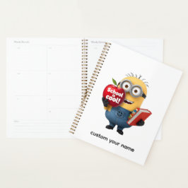 School is Cool | Minion met Appel Aangepaste Naam Planner