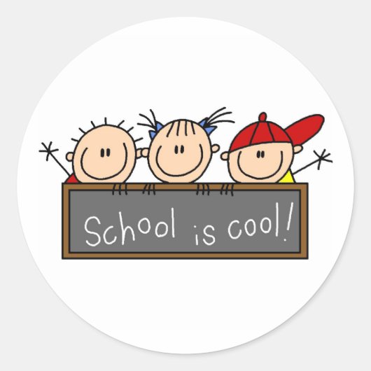 School is Cool Ronde Sticker (Voorkant)
