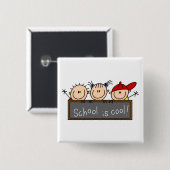 School is Cool Vierkante Button 5,1 Cm (Voorkant /achterkant)