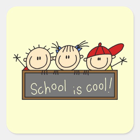 School is Cool Vierkante Sticker (Voorkant)