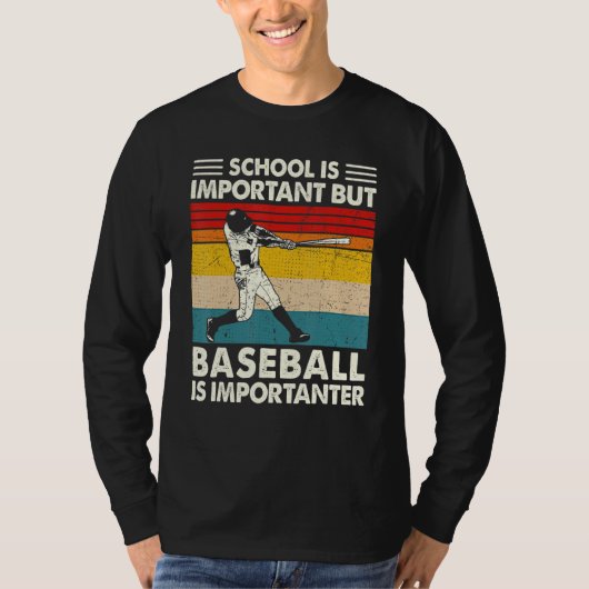 School Is Important But Baseball Is Importanter Re T-shirt (Voorkant)