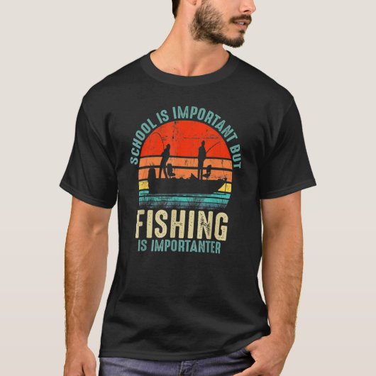 School Is Important But Fishing Is Importanter Boy T-shirt (Voorkant)