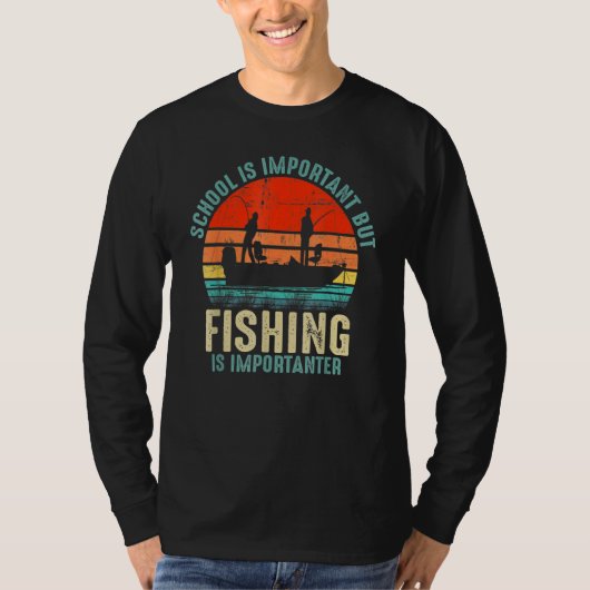 School Is Important But Fishing Is Importanter Boy T-shirt (Voorkant)