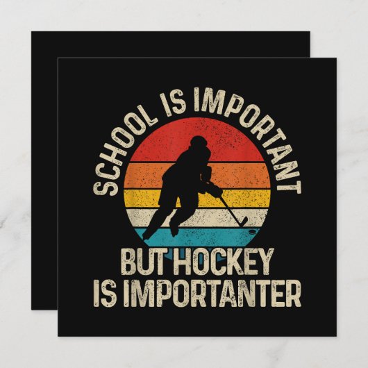 School Is Important But Hockey Is Importanter Funn Bedankkaart (Voorkant / Achterkant)