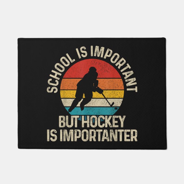 School Is Important But Hockey Is Importanter Funn Deurmat (Voorkant)