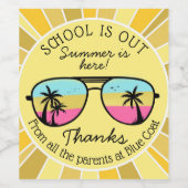 school is klaar voor een zomerzonleraar cadeau wijn etiket (Enkel label)