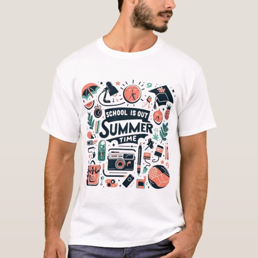 School Is Out - Summer Time Fun T-shirt (Voorkant)