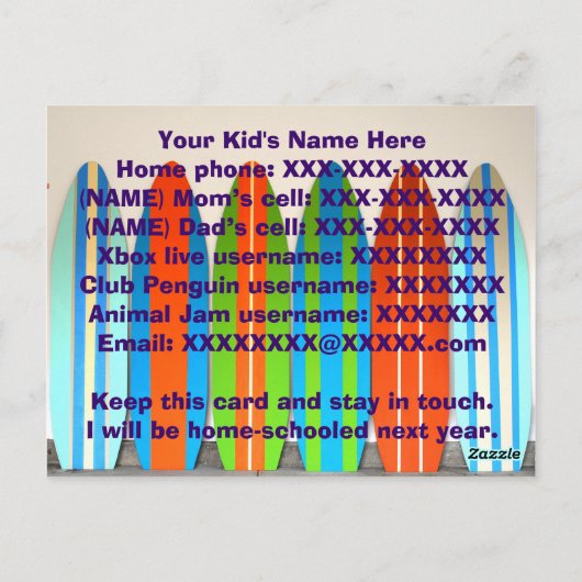 SCHOOL IS UIT! Contactkaart Briefkaart (Achterkant)