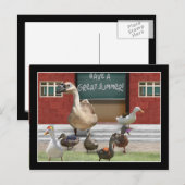 School is uit, kleine dommerik met leraar Goose Briefkaart (Voorkant / Achterkant)