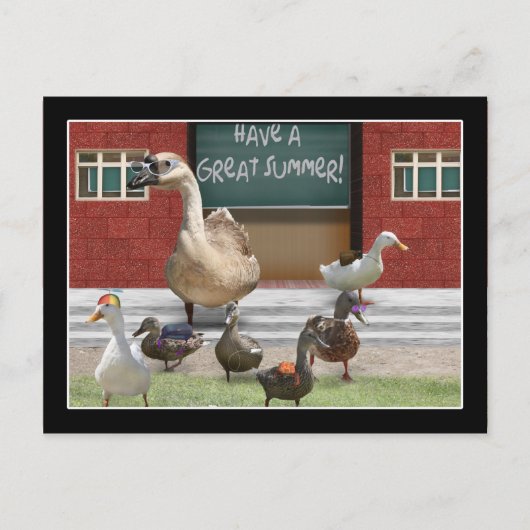 School is uit, kleine dommerik met leraar Goose Briefkaart (Voorkant)