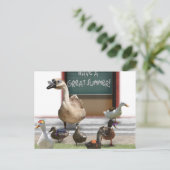 School is uit, kleine dommerik met leraar Goose Briefkaart (Staand voorkant)