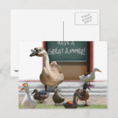 School is uit, kleine dommerik met leraar Goose Briefkaart (Voorkant / Achterkant)