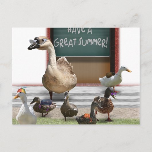 School is uit, kleine dommerik met leraar Goose Briefkaart (Voorkant)