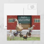 School is uit, kleine dommerik met leraar Goose Briefkaart (Voorkant / Achterkant)