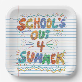 School Is Uit Losbladig Papier Papieren Bordje
