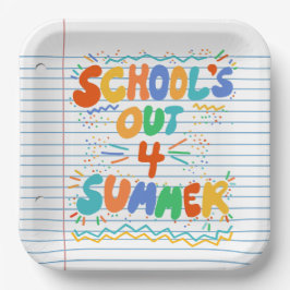 School Is Uit Losbladig Papier Papieren Bordje