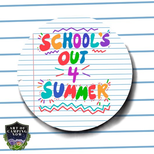 School Is Uit Losbladig Papier Ronde Sticker