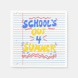 School Is Uit Losbladig Papier Uitnodiging Servet