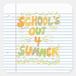 School Is Uit Losbladig Papier Vierkante Sticker