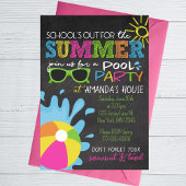 School is uit voor de zomer krijtbord feest kaart