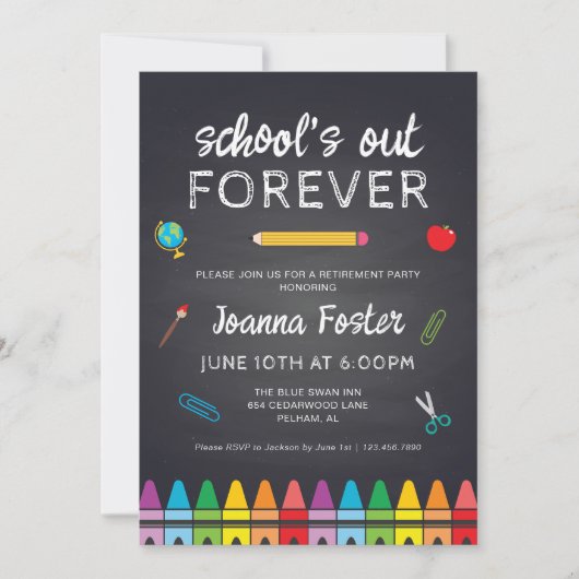 School is uit voor eeuwig leren Pensioen Party Kaart (Voorkant)