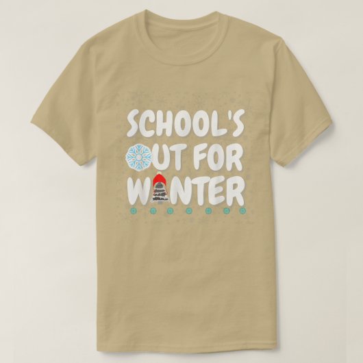 SCHOOL IS UIT VOOR WINTERFUNNY-LERAAR SNEEUW BREAK T-SHIRT (Design voorkant)