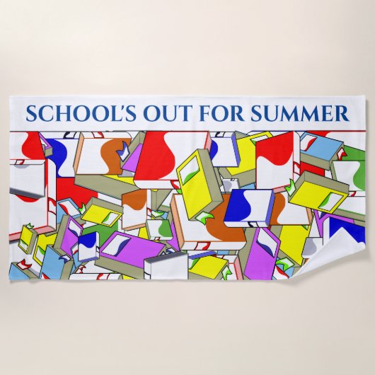 "SCHOOL IS UIT VOOR ZOMER" badhanddoek. Strandlaken (Voorkant)