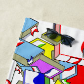 "SCHOOL IS UIT VOOR ZOMER" badhanddoek. Strandlaken (In situ)