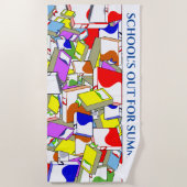 "SCHOOL IS UIT VOOR ZOMER" badhanddoek. Strandlaken (Voorkant)