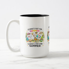 School is Uit voor Zomer Eenden Mok | Grappige Ler