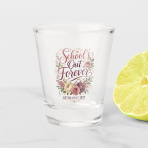 School Is Uit Voorgoed Leraar Pensioen Gepensionee Shot Glas