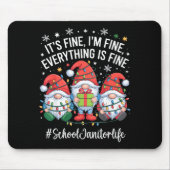 School Janitor Gnome Everything Is Fine Funny Chri Muismat (Voorkant)